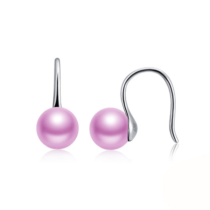 Drop Hook Earrings for Women Simulated Pearl Sterling Silver Ginger Lyne Collection - Purple