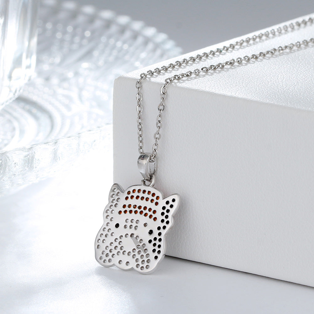 French Bulldog Pendant Necklace for Women Sterling Silver Cz Ginger Lyne Collection