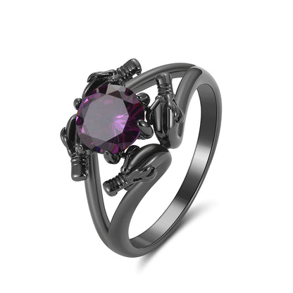 Dragon Ring for Women Solitaire Cz Black Gothic Engagement Ring Ginger Lyne Collection