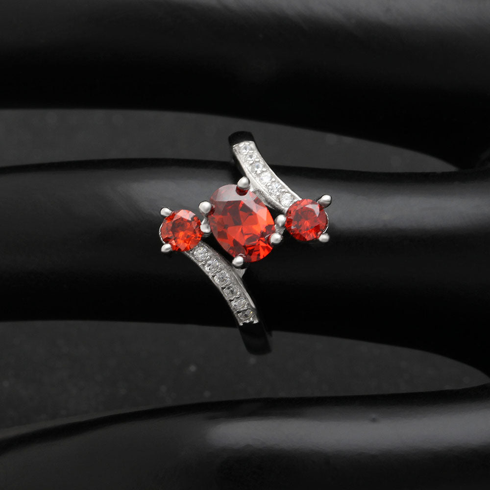 Birthstone Ring for Women Statement Ring 3 Stone Sterling Silver Cz Ginger Lyne Collection