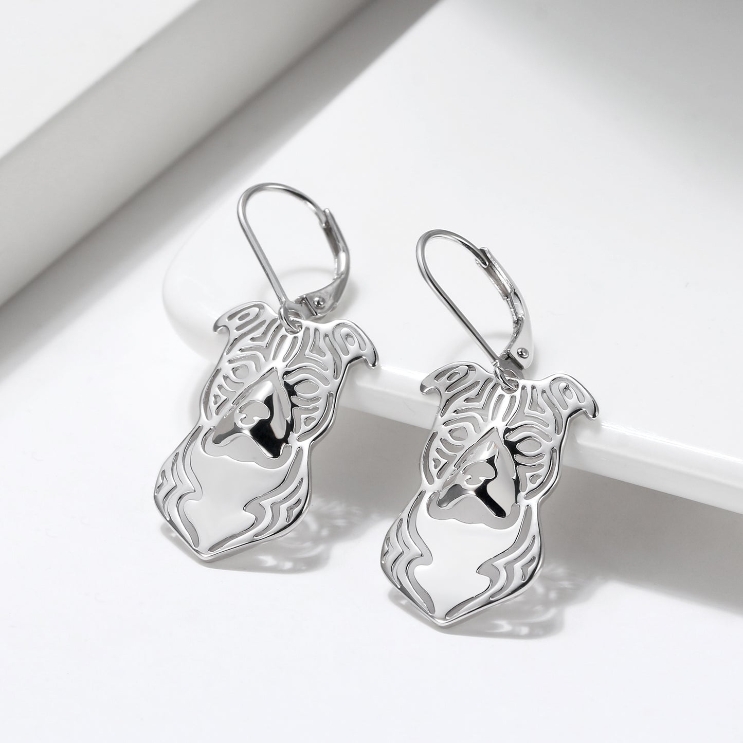 Pit Bull Staffordshire Terrier Dog Necklace Set Silver Womens Ginger Lyne Collection - Stafford Set
