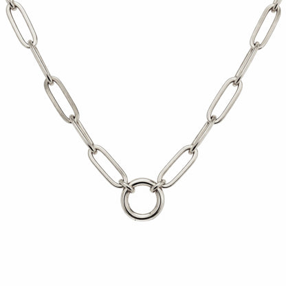 CarabinerCharmNecklaceforWomenPaperclipChainRoundCarabinerHolderStainlessSteelbyGingerLyne_12mm/Silver-1