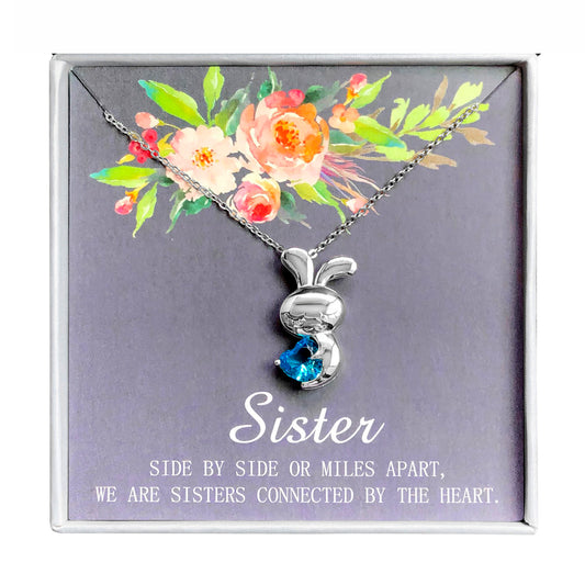 Sister Greeting Card Sterling Silver Bunny Love Necklace Girls Ginger Lyne Collection