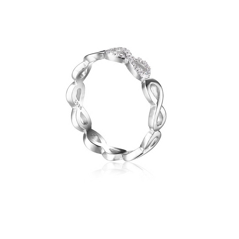 Emma Infinity Eternity Wedding Band Ring Silver Cz Women Ginger Lyne Collection