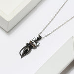 Load image into Gallery viewer, Ginny Black Cat Kitty Pendant Necklace Sterling Silver Girls Ginger Lyne Collection
