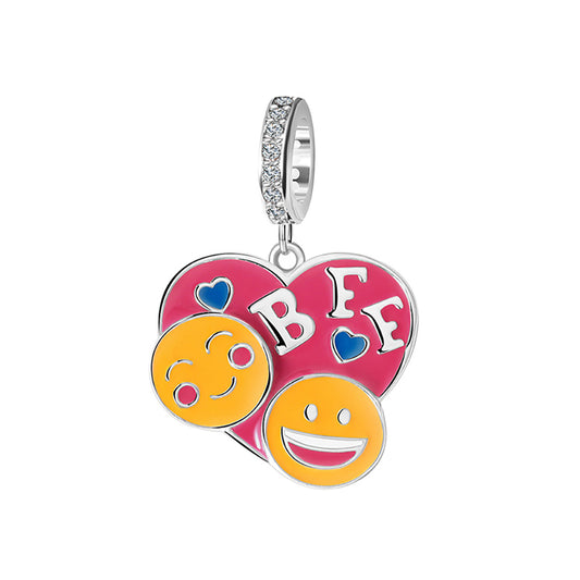 BFF Best Friend Charm European Bead Enamel Over Sterling Silver Ginger Lyne Collection