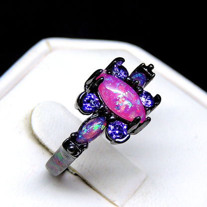 Logan Butterfly Promise Ring for Women Pink Fire Opal Purple Cz Ginger Lyne Collection