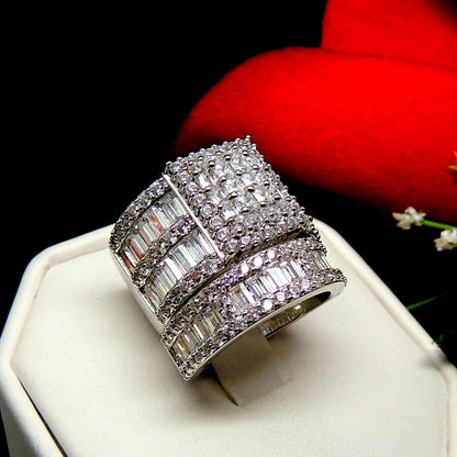 Camilla Wedding Ring Set Women CZ Engagement Ring Matching Band Ginger Lyne Collection