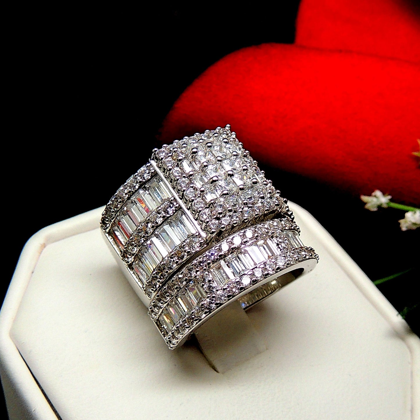 Camilla Bridal Set Womens Sterling Silver CZ Engagement Ring Ginger Lyne Collection