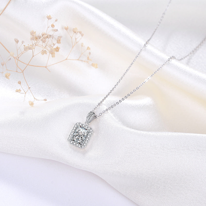 Halo Pendant Necklace for Women Sterling Silver Pink CZ Ginger Lyne Collection - Clear