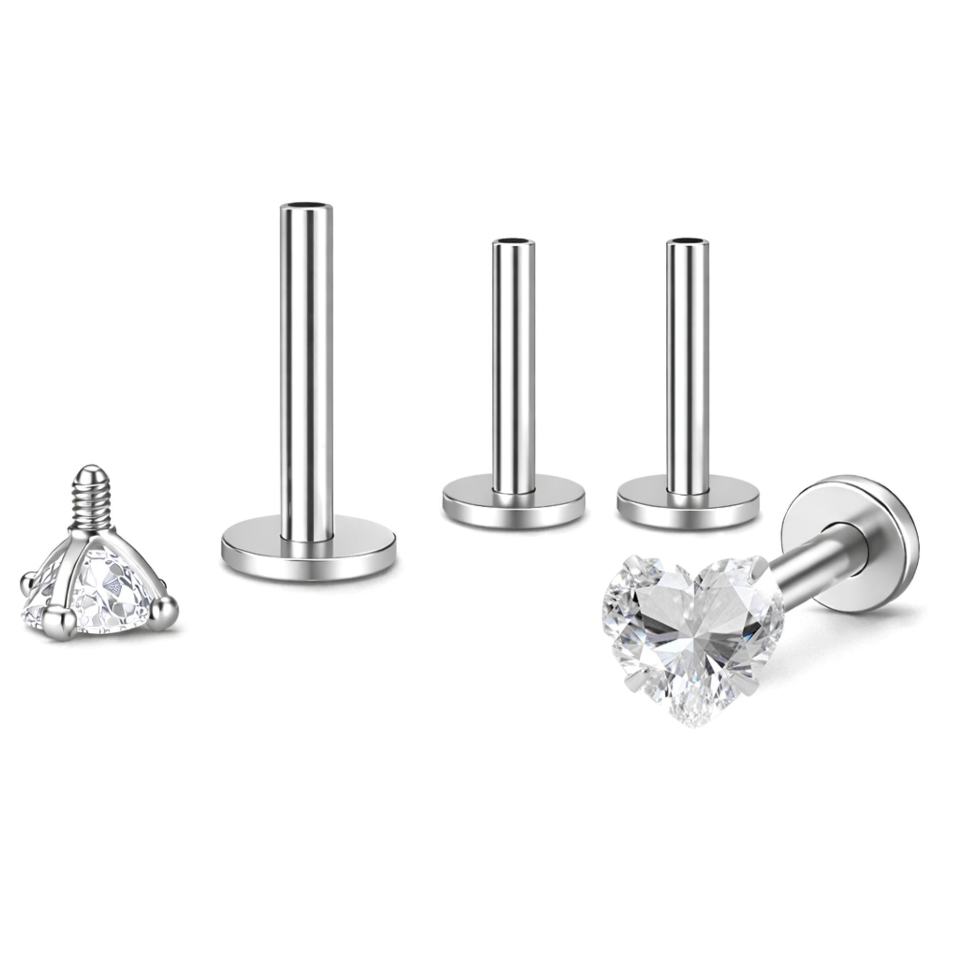 SmallHeartCZSolitaireFlatBackStudEarringsBodyPiercingsbyGingerLyne2SetsPost6mm8mmIncluded_Clear-4