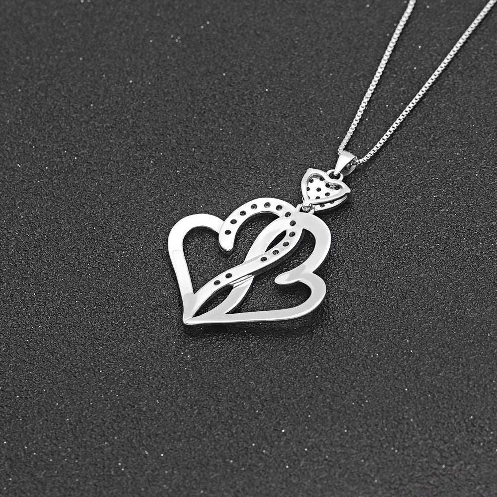 Ginger Lyne Pendant Necklace for Women Sterling Silver Cz Sister Hearts