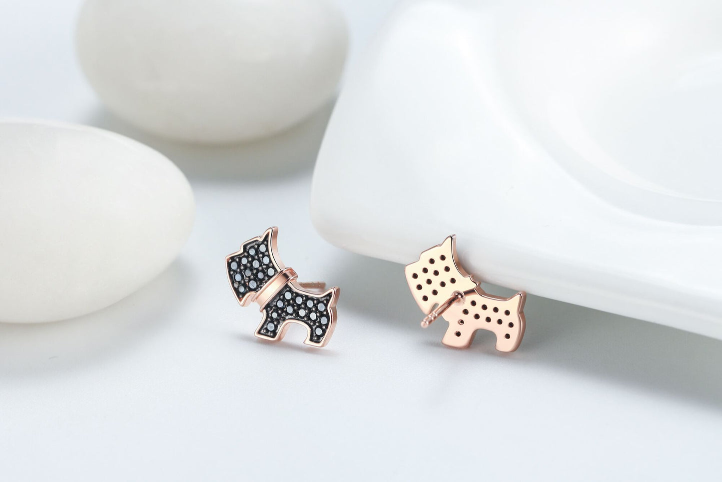 Scottie Dog Bone Earring Necklace Set for Women Sterling Silver Ginger Lyne Collection - Earrings