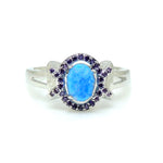 Load image into Gallery viewer, Cheyna Statement Ring Blue Fire Opal Purple CZ Ginger Lyne Collection - 6
