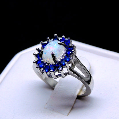 Reese Statement Engagement Ring Fire Opal Blue Cu Womens Ginger Lyne Collection