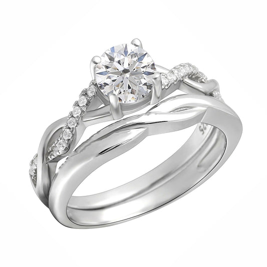 QueenaWeddingRingSetforWomenSterlingSilverEngagementBridalCzBandGingerLyneCollection_Silver-1