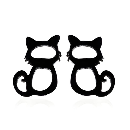 GingerLyneCatEarringsforWomenSmallBlackPlatedStainlessSteelKittyStudsPetJewelry_Black-1