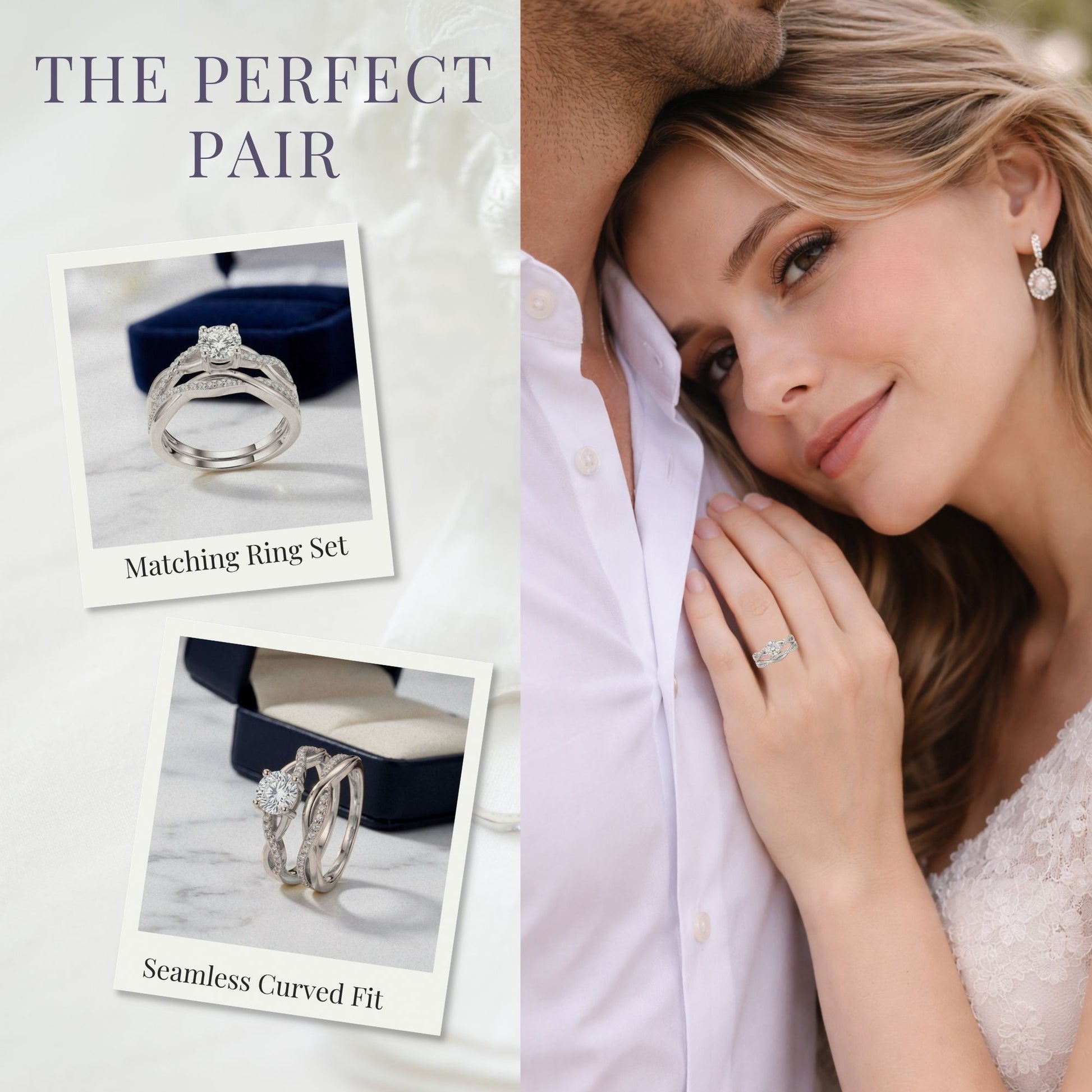 QueenaWeddingRingSetAnniversaryBandEngagementRingforWomenSterlingSterlingCzGingerLyneCollection_WhiteGold/Sterling-6
