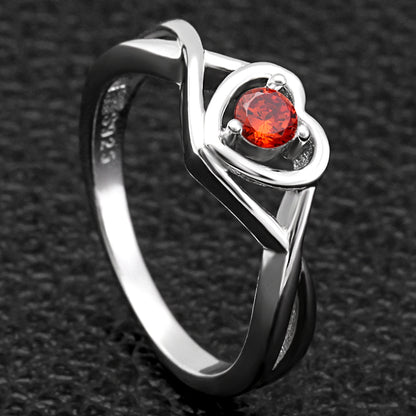 Christine Engagement Ring for Women Promise Heart Birthstone Cz Sterling Silver by Ginger Lyne