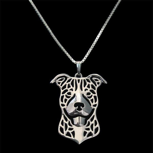 Pit Bull Staffordshire Terrier Dog Necklace Silver Womens Ginger Lyne Collection