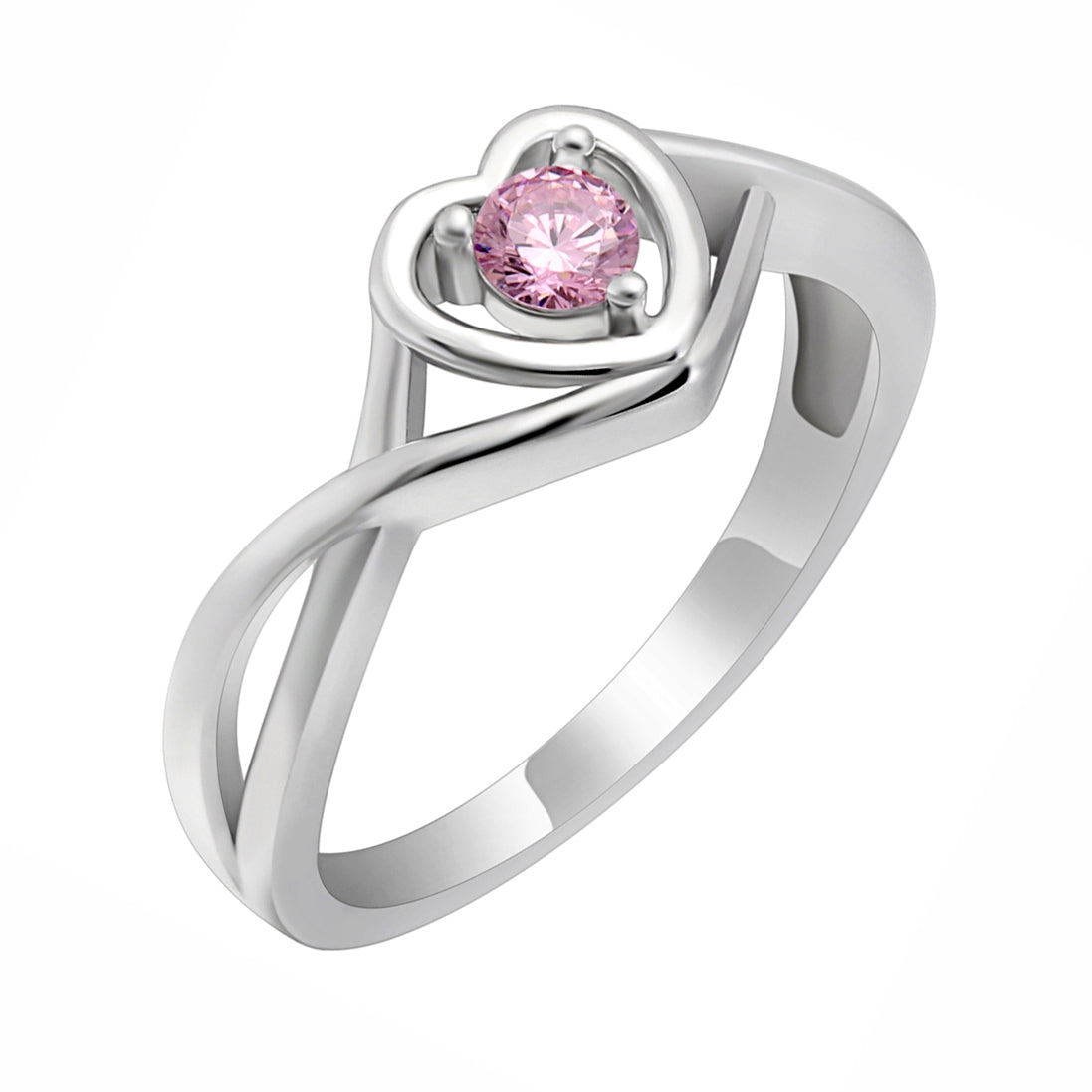 Christine Engagement Ring for Women Promise Heart Birthstone Cz Sterling Silver by Ginger Lyne