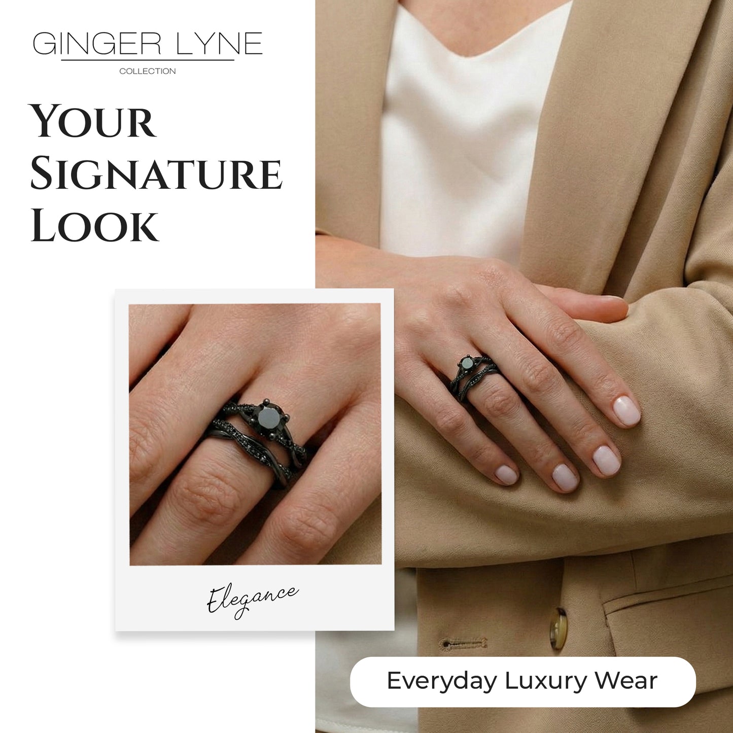 QueenaBlackWeddingRingSetAnniversaryBandEngagementRingforWomenSterlingSterlingCzGingerLyneCollection_RhodiumBlack-Black-6