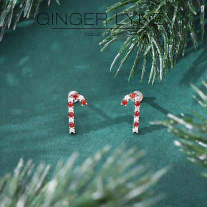 ChristmasCandyCaneFlatBackEarringsforWomenSterlingSilver16gCartilageHelixLobeBodyPiercingStudbyGingerLyneCollection_Silver-5