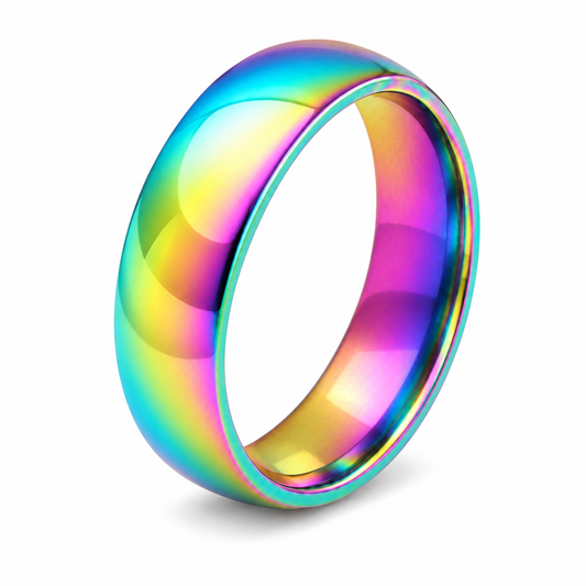 Rainbow6mmStainlessSteelWeddingBandRingforWomenorMenbyGingerLyneSize10.5_6mmRainbow-1
