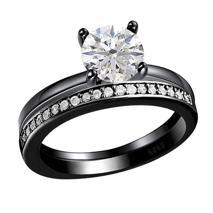 EnvyWeddingRingSetforWomen1.25CtSolitaireEngagementMatchingBandGingerLyneCollection_Black/ClearSet-1