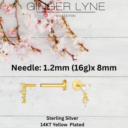 HeartDangleCZFlatBackEarringsforCartilageHelixTragusLobe14KtGoldPlatedSterlingSilver1pairbyGingerLyne_Gold-3