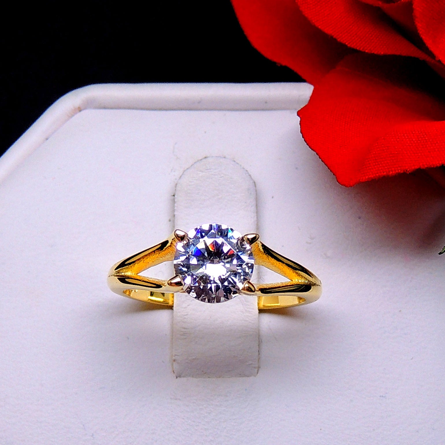 ArielEngagementRingCubicZirconiaWomenSterlingSilverGingerLyneCollection_Gold-3