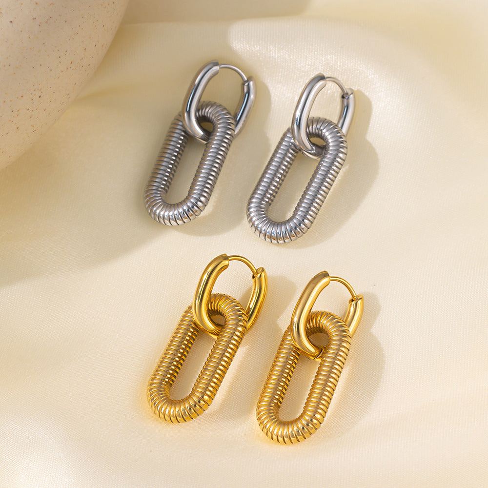 Chunky Chain Link Hoop Earrings for Women Gold or Silver Stainless Steel Ginger Lyne Collection - Silver