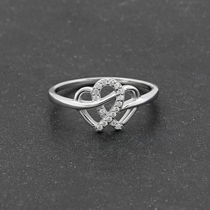 Infinity Heart Promise Ring for Women Silver Cubic Zirconia Ginger Lyne Collection