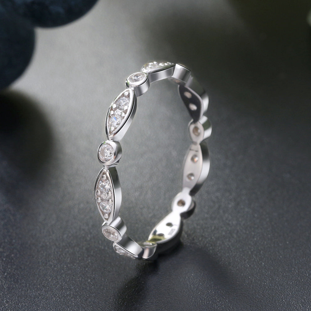 Scallop Eternity Ring for Women Sterling Silver  Wedding Band Cz Ginger Lyne Collection