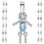 Load image into Gallery viewer, Baby Birthstone Pendant Charm by Ginger Lyne, Boy March Blue Cubic Zirconia Sterling Silver - Boy March
