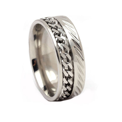 Spinner Wedding Band Ring Stainless Steel 8mm Men Womens Ginger Lyne Collection