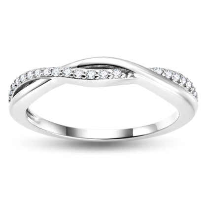 QueenaSilverToneSterlingSilverWeddingBandClearCubicZirconiaHalfEternityTwistRingSize8.5forWomenbyGingerLyne_Silver-1