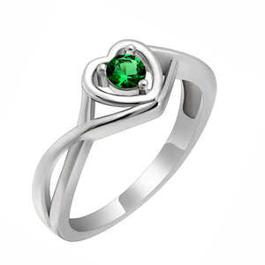 Christine Engagement Ring Promise Heart For Women Silver Cz Ginger Lyne Collection - May Green,10