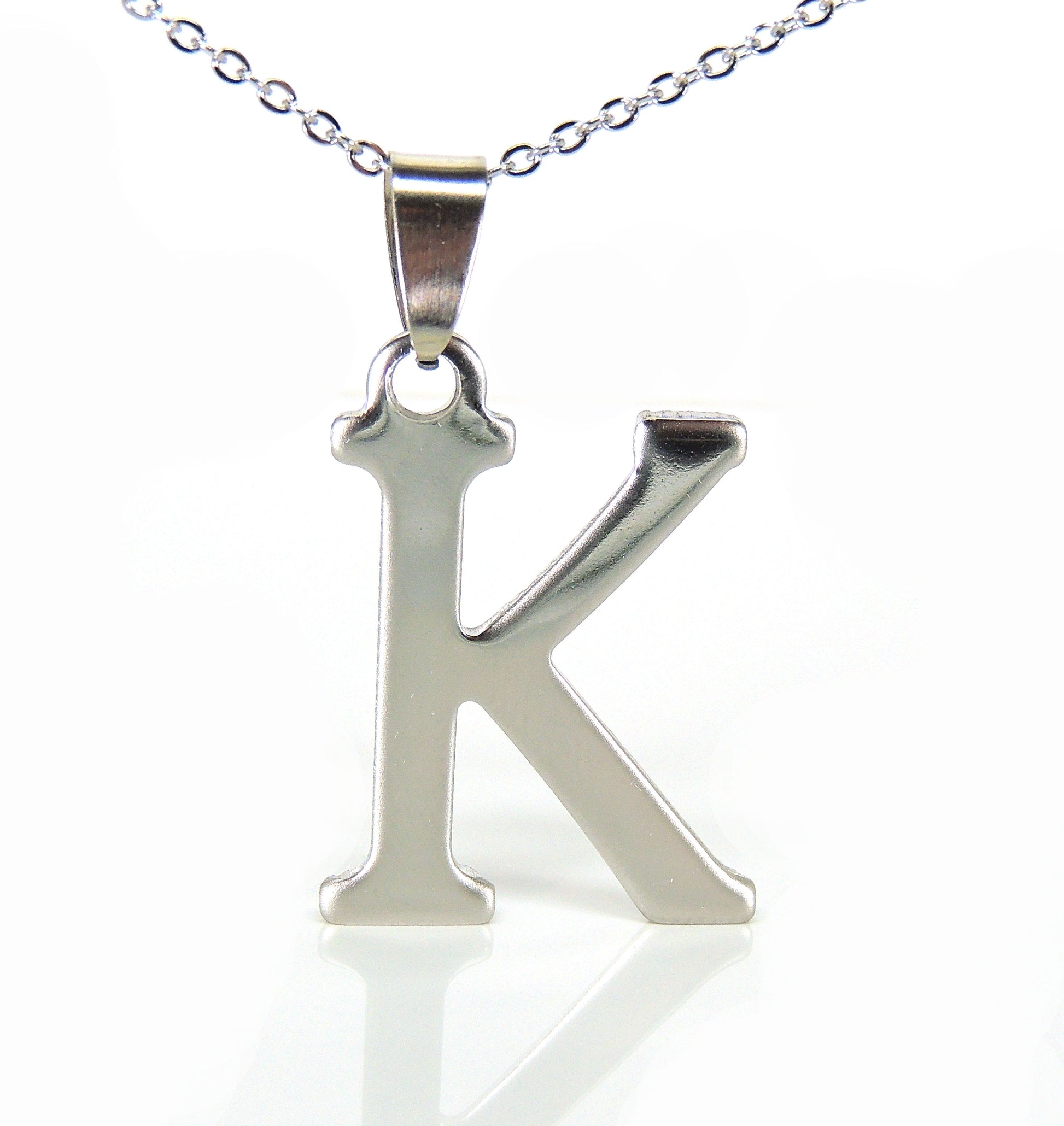 Initial Letter Pendant Necklace Stainless Steel Men Women Ginger Lyne Collection - F