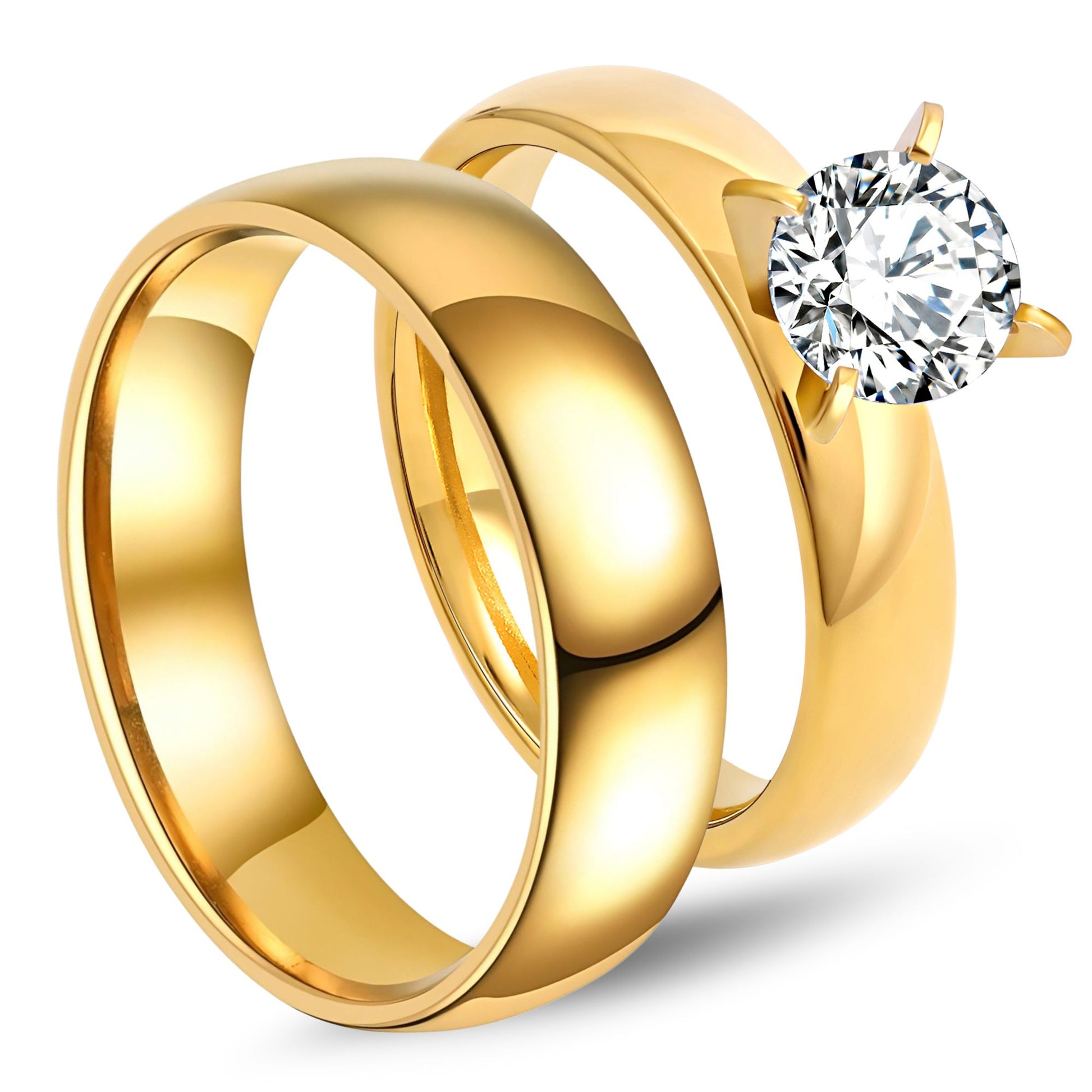 SabrinaWeddingRingSetforWomenCzStainlessSteelBandandEnagaementRingGingerLyne_Silver-3