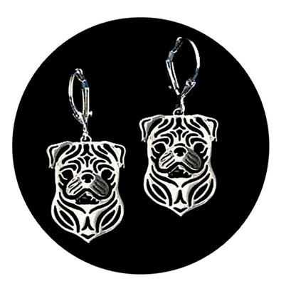 Pug Dog Sterling Silver Pendant Necklace Earrings Set Womens Ginger Lyne Collection