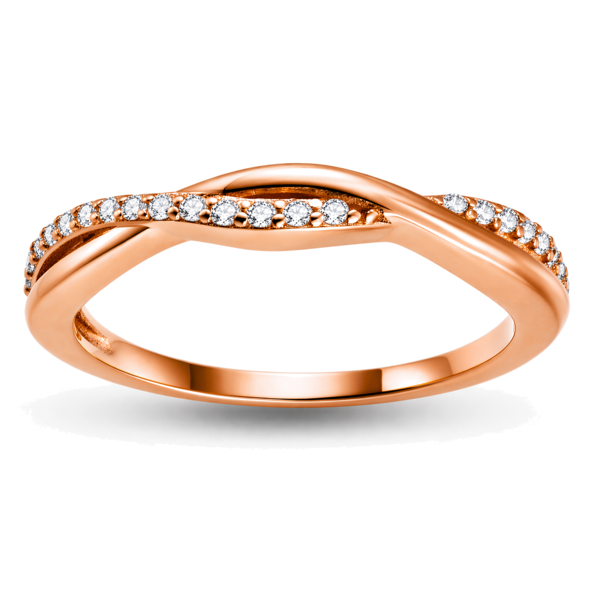 QueenaRoseGoldPlatedSterlingSilverWeddingBandClearCubicZirconiaHalfEternityRingSize10forWomenbyGingerLyne_RoseGoldoverSilver-1