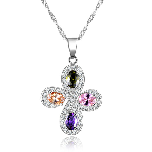 CrossPendantNecklaceforWomenMulitColoredPavePavedCZGingerLyneCollection_Clear-1