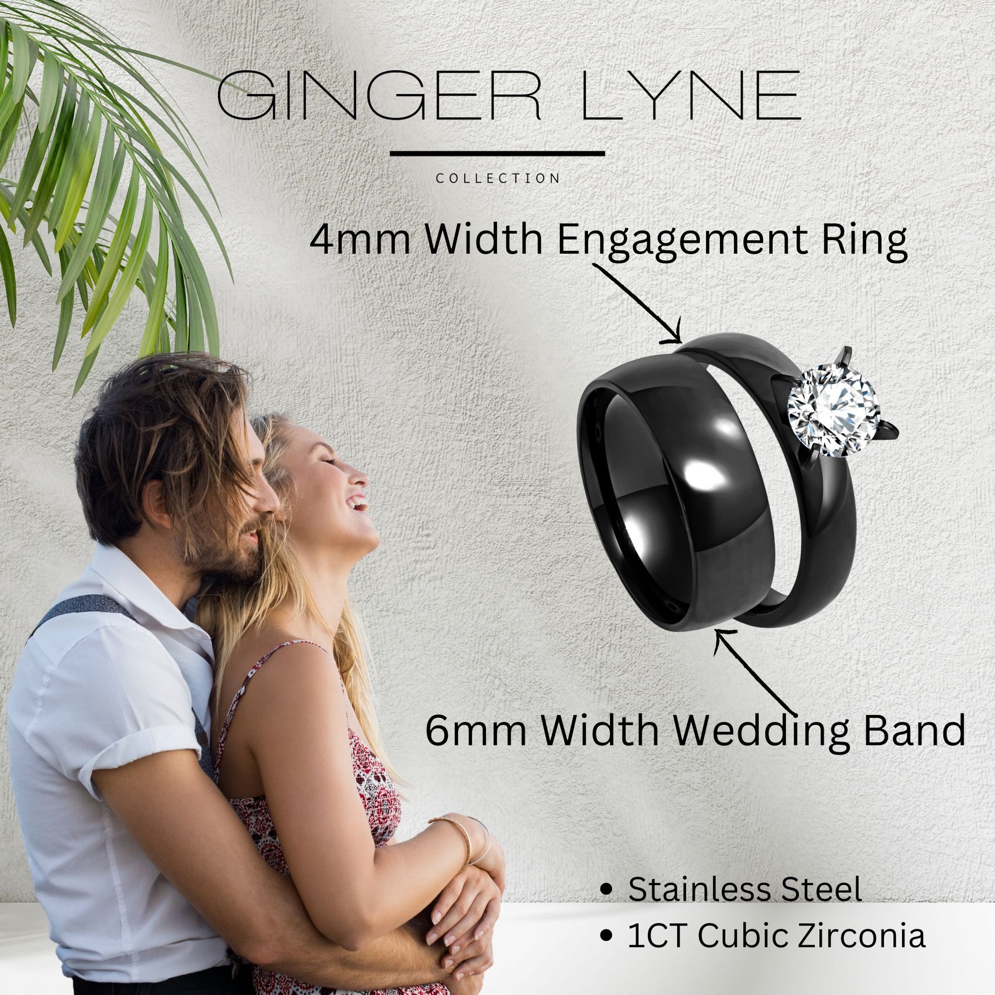 SabrinaWeddingRingSetforWomenCzStainlessSteelBandandEnagaementRingGingerLyne_Silver-4