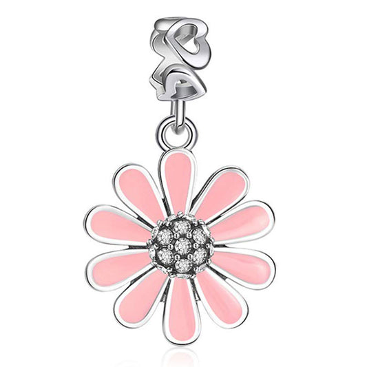 DaisyFlowerCharmEuropeanBeadCZSterlingSilverPinkGingerLyneCollection_Pink-1