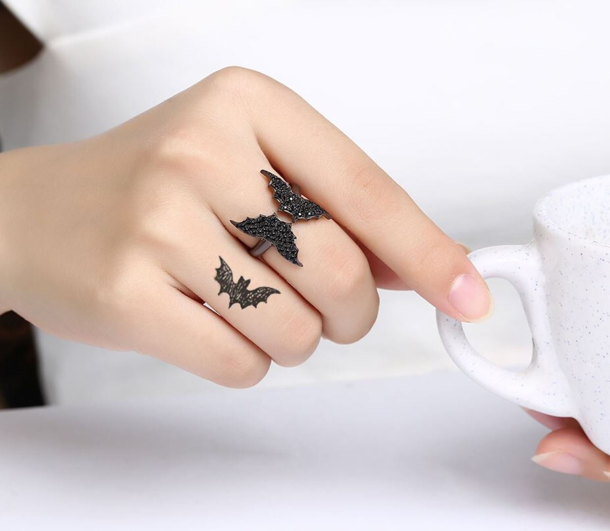 Flying Bat Statement Ring for Women Black Cz Ginger Lyne Collection