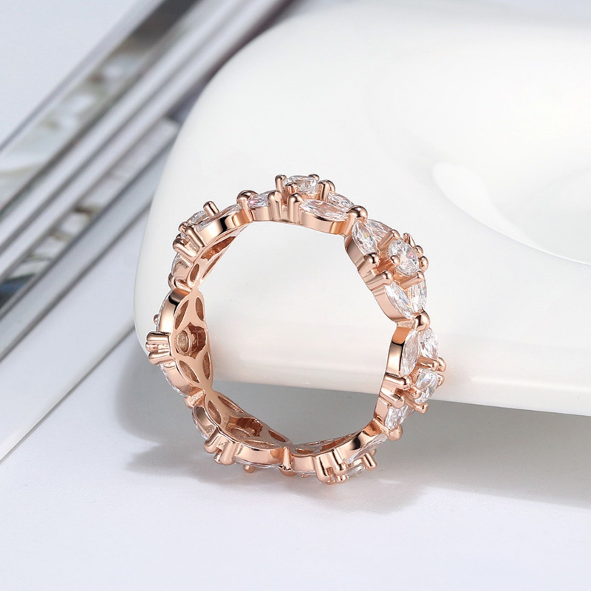 EternityBridalWeddingBandRingCzRoseGoldPlatedSterlingSilverWomenGingerLyneCollection_Clear-3