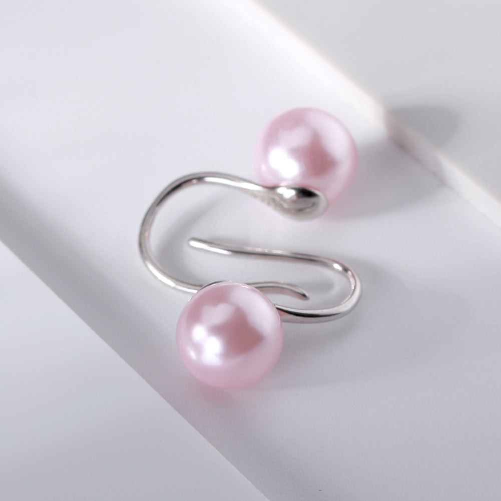 Drop Hook Earrings for Women Simulated Pearl Sterling Silver Ginger Lyne Collection - Pink