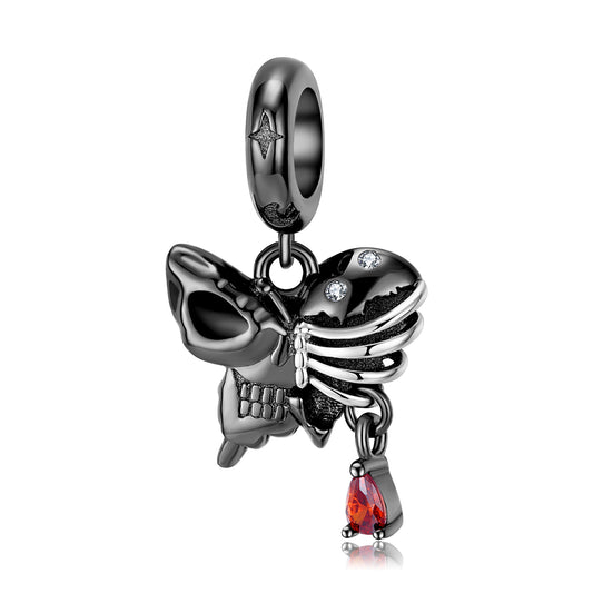SkeletonCharmforWomenButterflyGothicEuropeanBeadCharmSterlingSilverGingerLyneCollection_Red-1