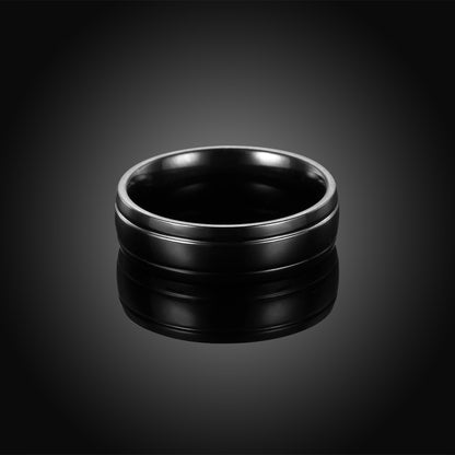 6mm Wedding Band Women Mens Black Stainless Steel Ring by Ginger Lyne Collection - 6mm Black,9